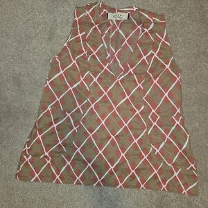 Marni Brown and Coral Argyle Sleeveless Top